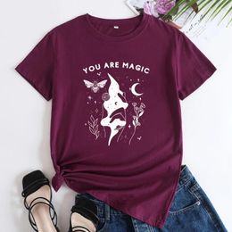 Dames T-shirts Je bent magisch T-shirt Hemelse Witchy Vrouw Mystic T-shirts Esthetische Boho Hippie Heks Magische Tee Shirt Top