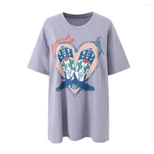 T-shirts pour femmes Zach Ailsa 2024 Produit printemps Fashion Fashion Imprimé décontracté rond Round Couper T-shirt à manches courtes