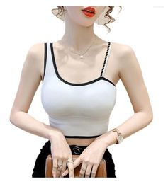 Tanks pour femmes 2023 Summer Corset Top Slim Render Court Sexy Femmes Sans manches O Croptops Débardeurs Solide Noir / Blanc Crop Vest Tshirt