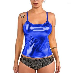 Dames Tanks 2023 Zomer Strap Top Dames Sexy Ronde Hals Mouwloos Vest Kunstleer Tank Tops Ondergoed Grote maten S-7XL Effen Camis