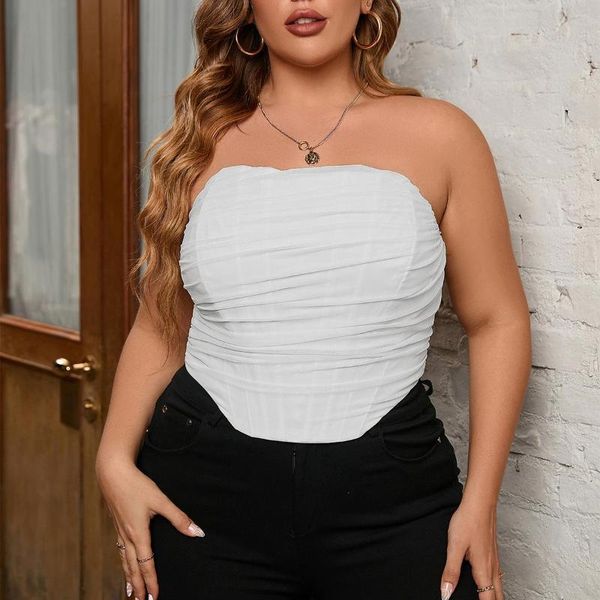 Débardeurs pour femmes 2023 T-shirt blanc Rouge Noir Rose Body Shapewear Grande taille Tops Sexy Body Mesh Ladies Chubby Woman Backless Plus Vest
