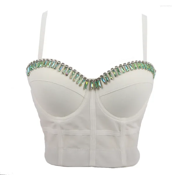 Débardeurs pour femmes 5 couleurs femmes camisole avec soutien-gorge intégré cristal bustier corset haut court respirant kawaii crochet oeil de haute qualité hauts d'été