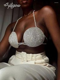 Tanks pour femmes Ailigou 2024 Été Cristal Diamant Bikini Soutien-gorge Chaîne Bijoux Sexy Jarretelle Top Discothèque Vêtements