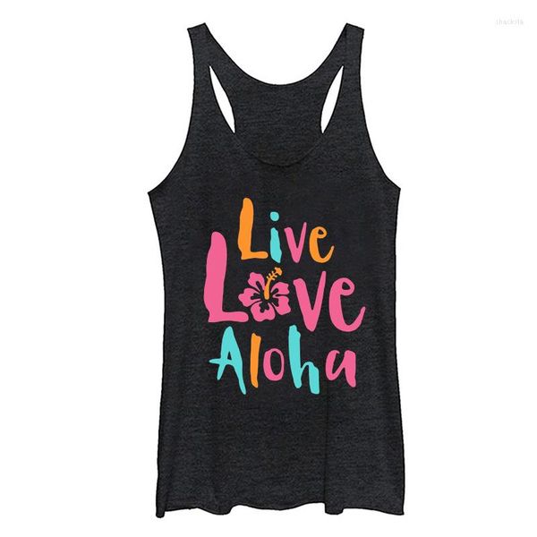 Camiseta sin mangas Aloha para mujer, camiseta de viaje hawaiana para mujer, ropa gótica Sexy de verano blanca para vacaciones