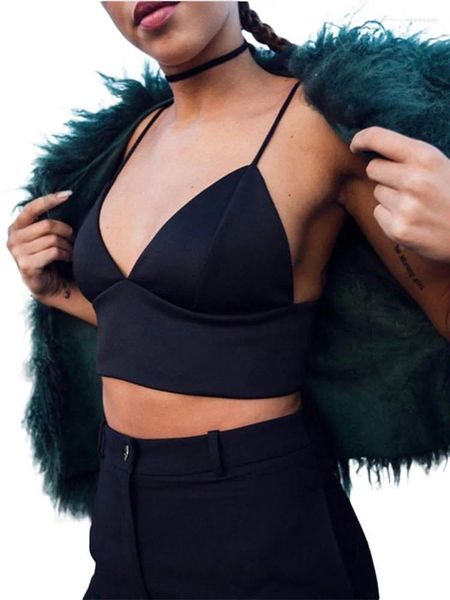 Tanques de mujer Llegada Moda europea Sujetador Mujeres Crop Top Slim Sexy Black Bralette Chaleco Ladieswear Solid Fitness Bralet Venta