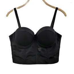 Tanques de mujer Atoshare Sexy Mesh Crop Top Casual Push Up Bra Ropa Gótica Camisola
