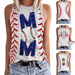 Débardeurs pour femmes Baseball maman lettre imprimé hauts pour femmes drôle graphique entraînement été sans manches col rond T-Shirt gilet