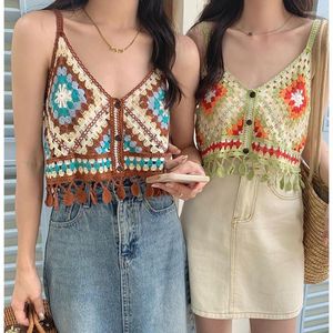 Damestanks Boho-kleding Zomerstrand-hemdjes voor dames Tanktops met kwastje Cropped etnische crop-top