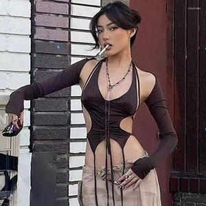 Tanks pour femmes brun 90s bébé tee bustier vêtements corset sexy