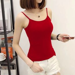 Tanks de mujer Cami's Spaghetti Straps 95 Cotina de tanques de algodón Fit Lim Lady Summer Singlets Camisole Soft Basic Tees Camisa sin mangas Camis Vest 230317