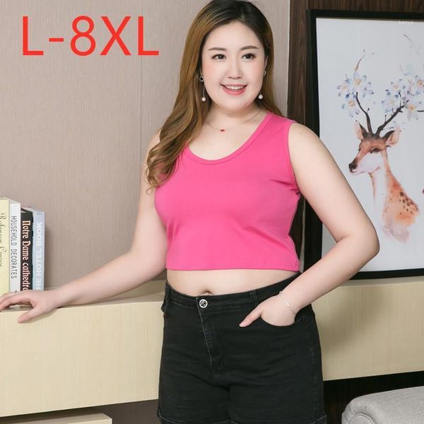 Tanks Femmes Camis 2022 Dames d'été Plus Taille Débardeurs pour femmes Grand Blouse Sans manches Slim Coton Élastique Rouge Gilet 4XL 5XL 6XL 7XL