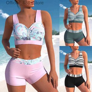 Tanks pour femmes Camis 2023 Nouveaux femmes Bikini Bikini Sexy Beach Swimwwear Fashion Print Bikini Set Fashion Summer Fashion Swimming Bikini Swimswear D240427