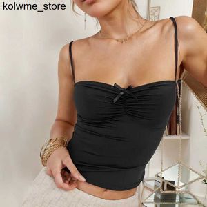 Tanks pour femmes Camis 2024 Été sexy Womens Black Crop Tops Femme Strap de gueule