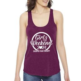 Women's Tanks Camis Aesthetical Tops Girls Weekend 2020 is cheaper than Therapy Casual Vest Summer Print Letter Tank Tops Women Crop Top Y2k Summer Vest S2452733