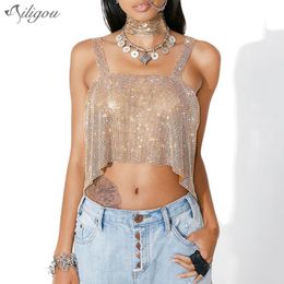 Dames Tanks Camis Ailigou Shinny Bling Rhinestones Body Chain Summer Pailletten Crystal Bra Chic Party BRALETTE Nachtclub Wear Harness Good