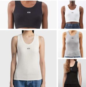 Débardeurs pour femmes Camis Débardeur en coton mélangé brodé Anagram Shorts T-shirts de créateurs Costume tricoté Femme Jersey court Dames Tees Tops Blanc Noir Gris T-shirt668