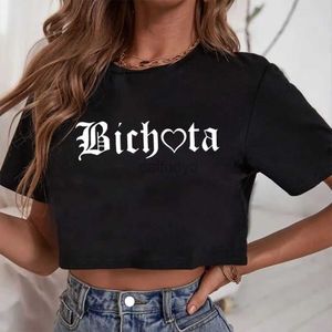 Camisetas sin mangas para mujer Camis Bichota crop top Camiseta Bichota Karol G crop top fan gift girl O-cuello manga corta casual simple camisa para mujer 24326