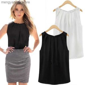 Tanques de mujer Camis Blusa Mujer 2023 Nueva blusa de verano Moda sin mangas Cuello redondo Blusa de gasa Tela barata Vestidos coreanos T230517