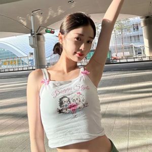 Débardeurs pour femmes Camis Cartoon Print White Tank Tops Summer Coquette Girl Aesthetic Top Clothes Y2k Graphic Tees Cute Crop For Women Camisole 230617