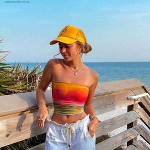 Tanques de mujer Camis Combhasaki Mujeres American Retro Y2K Hotsweet Wrap Chest Tube Tops Tie-dye Strapless Tank Tops Summer Backless Bandeau Crop Tops T230605