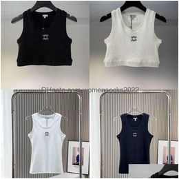 Dames Tanks Camis Cropped Top T-shirts Dames Gebreide Tank Designer Borduurvest Mouwloos Ademend Gebreide Plevier Womens Spo Dhs3R