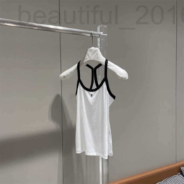 Tanks pour femmes Camis Designer 2024 Début de printemps Nouvelle définition de haute commande Cha Fashion Simple et polyvalente Slim ajustement intérieur Match Contrasting Treat Top Top Sling 9erz