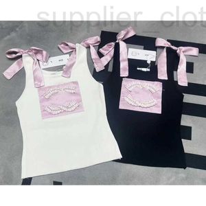 Tanks pour femmes Camis Designer 2024 Summer tricoté Nouveau petit vent parfumé Bow Bow en manches à manches