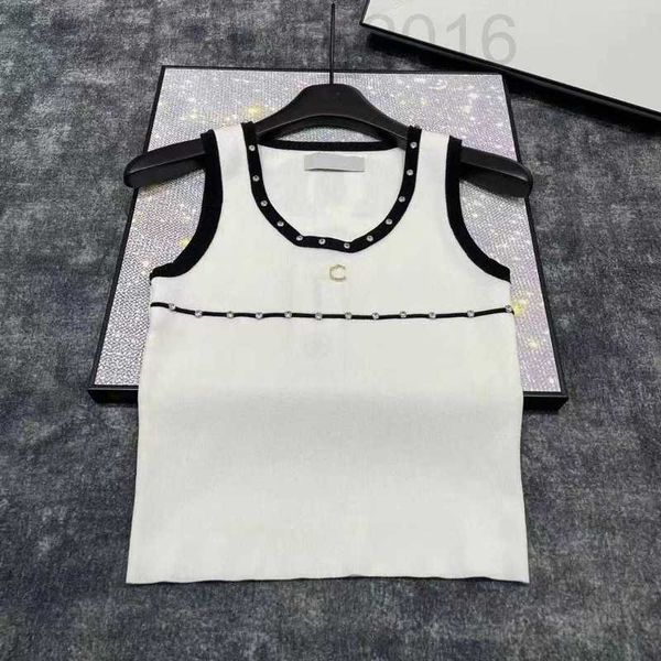 Tanks pour femmes Camis Designer 2024 Printemps / été Nouveau Xiaoxiang Style Black and White Round Nou Treach Top Tiron