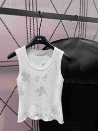 Damestanks Camis ontwerper 23ss dameskleding Vest tanktop Hemdvesten Dames Ronde halsborst Stick boor logo Effen kleur gebreide vestkleding