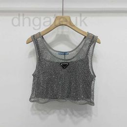 Tanks Femmes Camis Designer Marque 22 Spring New Heavy Industry Sparkling Hot Laminé Diamant Creux Court Débardeur Pure Desire Style Sexy Light Luxe Open Navel X0ZS