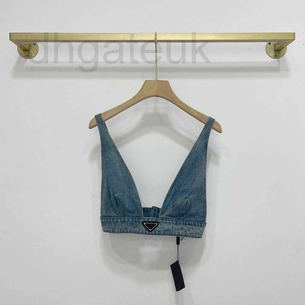 Tanks pour femmes Camis Designer Marque Inversé Triangle Wash Denim Vest Ims Sweet Cool Outside avec Slim Suspender 2021 Automne Nouveau Top G45D