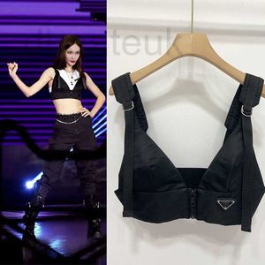 Damestanks Camis designermerk Jinchen Star's Same Style of 2021 Spring New Marine Garbage Recycling Material Sling Vest met Pure Color Fashion JRMI