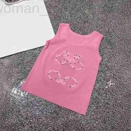 Tanks de mujer Camis diseñador letra de diseñador de toalla tridimensional bordado de trabajo pesado diamante diamante de cuello redondo de tejido para mujeres 24 verano fit top xucn