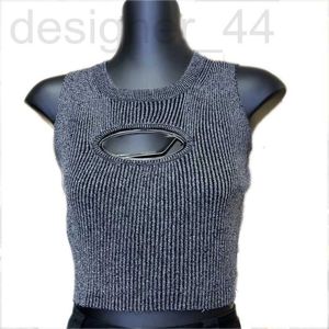 Dames Tanks Camis designer Luxe Dames Cropped Singlet T-shirt Sexy HollChest Design Mouwloos Gebreid INS Mode Gebreide Tanktops Yong Lady Girl Vest JLNL