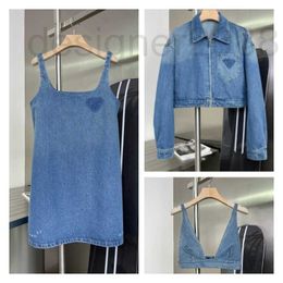 Damestanks Camis -ontwerper Nieuwe zomerkleding Classic Triangle Brand Luxury Design modieus sexy denimvest met Suspender Top DF36