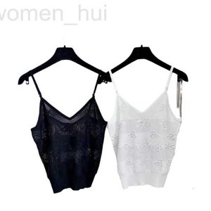 Damestanks Camis Designer Zomer Nieuw product Kleine geurige windvlinderwater Diamant holle gebreide sling top voor vrouwen x0xv