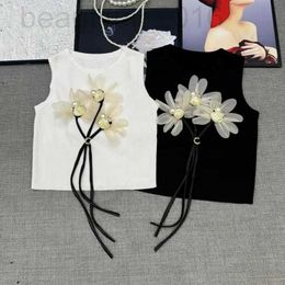 Chars pour femmes Camis Designer Summer Nouveau Xiaoxiang Heavy Industry 3D Flower Trawstring Tree Top pour la mode Design Sense Slim Fit Poldoly Dh58