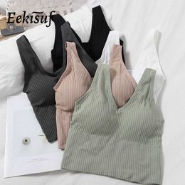 Damestanks Camis Eekisuf Women Tanktops Streetwear Push Up Uped Top Lounge Solid Color Wireless Underwear Casual Lingerie Camisole Bra P230322