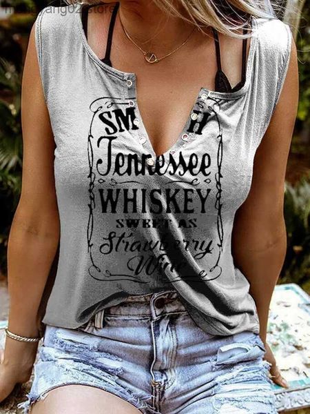 Débardeurs pour femmes Camis Funny Drinking Tank Top Femmes Sweet As Strawberry Wine Shirts Sexy Hollow Out Text Tee V Neck Country T-shirt sans manches T230517