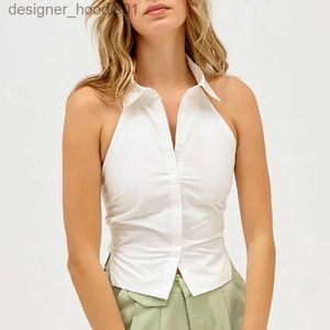 Tanks pour femmes Camis Gaono Femmes Button Halter Tops Noute de chemise sans arrière