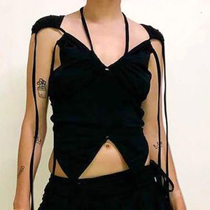 Tanques de mujer camis goth y2k venda punk mujeres sexy camisetas de tanques cibernéticas