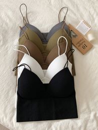 Damestanks Camis Heliar Tops Sexy Solid Crop Top Tank Mouwess Slim met BH Basic Underwear PADDED 230510