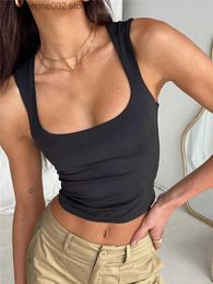 Débardeurs pour femmes Camis hirigin Débardeurs sexy pour femmes Col carré sans manches Slim Fitted Shirt Crop Top Basic Tight Under T Shirts Skims Dupes T230605