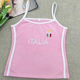 Tanks pour femmes Camis italien sexy y2k esthétique rose court haut débit gothic expression girl goitr le poitrine sans manches ouverte le débardeur