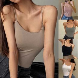 Damestanks Camis Italiaanse spaghetti schouderband Vest dames sexy backless vest zomer zomers hangbuis top ingebouwde bh naadloze gesneden topl240429