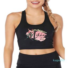 Damestanks Camis Italië Fashion Capital Design Ademend slanke fit tanktop dames en sexy sport training crop tops zomer camisol