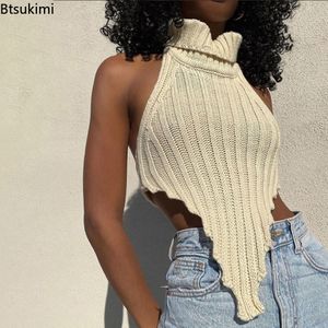 Tanques de mujer Camis Knitted Worsted Y2K Tank Top Mujeres Forma irregular Recortar Wild Slim Activewear Chaleco Sin mangas Lady Outfits Summer Tops 230608