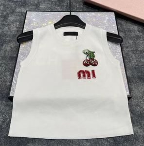 Camisetas sin mangas para mujer Camis miu New cherry MM bordado del alfabeto tejido Busto 72 longitud 42