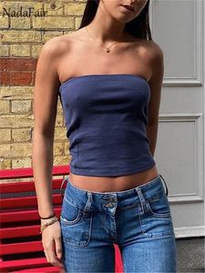 Damestanks Camis Nadafair Strpless Sexy Tube Tops Women Skinny Summer Off Shoulder Blue Y2K 90S Sexi Crop Top Streetwear 230210