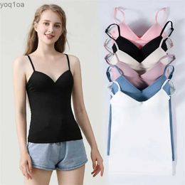 Tanks pour femmes Camis Nouveau gilet de soutien-gorge à tampon réglable pour les femmes Spaghetti Spaghetti Solid Camisole Top Gite pour le débardeur pour femmes